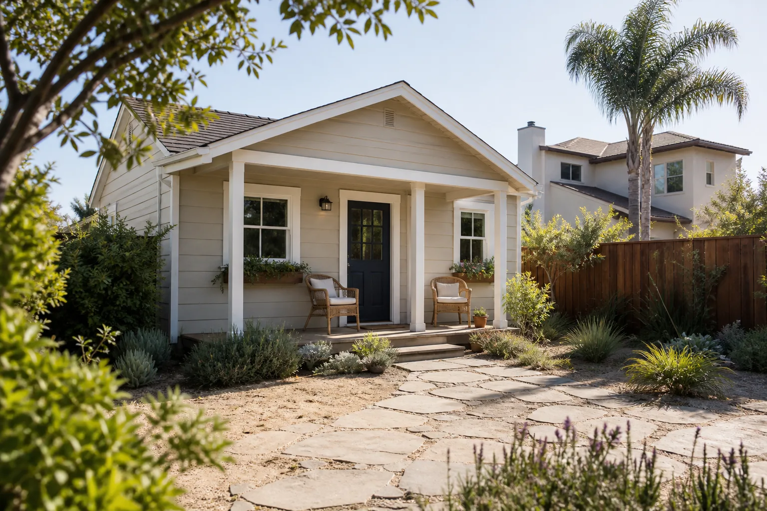 A new cottage-style ADU with a front porch